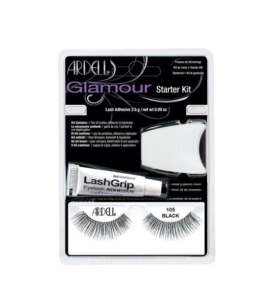GLAMOUR STARTER KIT 105 BLACK FALSE EYELASHES-60083