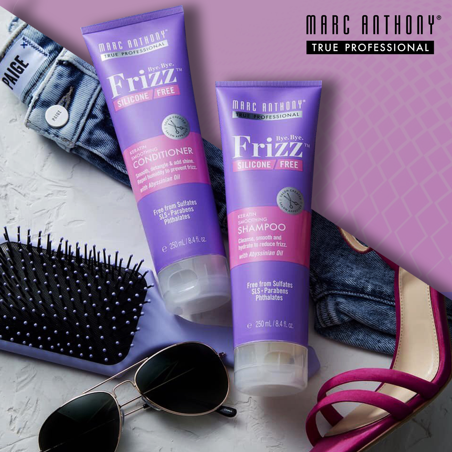 Marc Anthony Bye Bye Frizz Keratin Smoothing Sulfate Free Shampoo & Conditioner (Combo Pack)