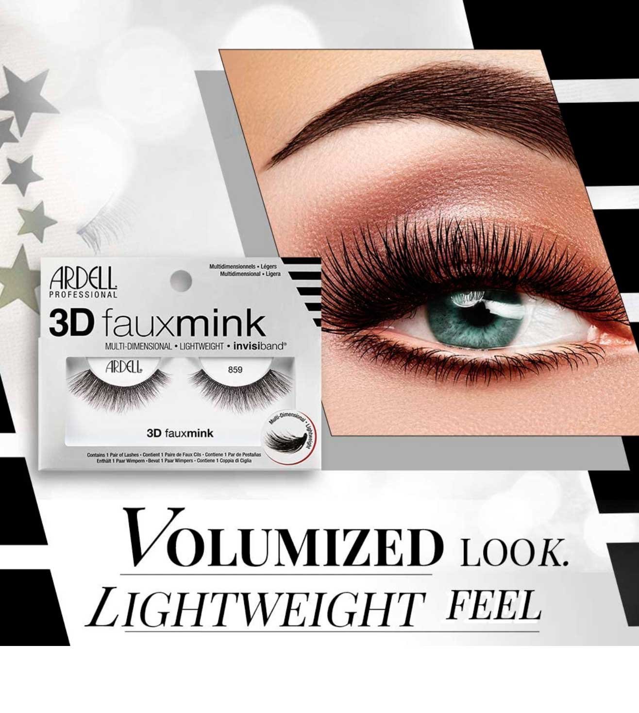 3D FAUX MINK 859 BLACK FALSE EYELASHES - 70482