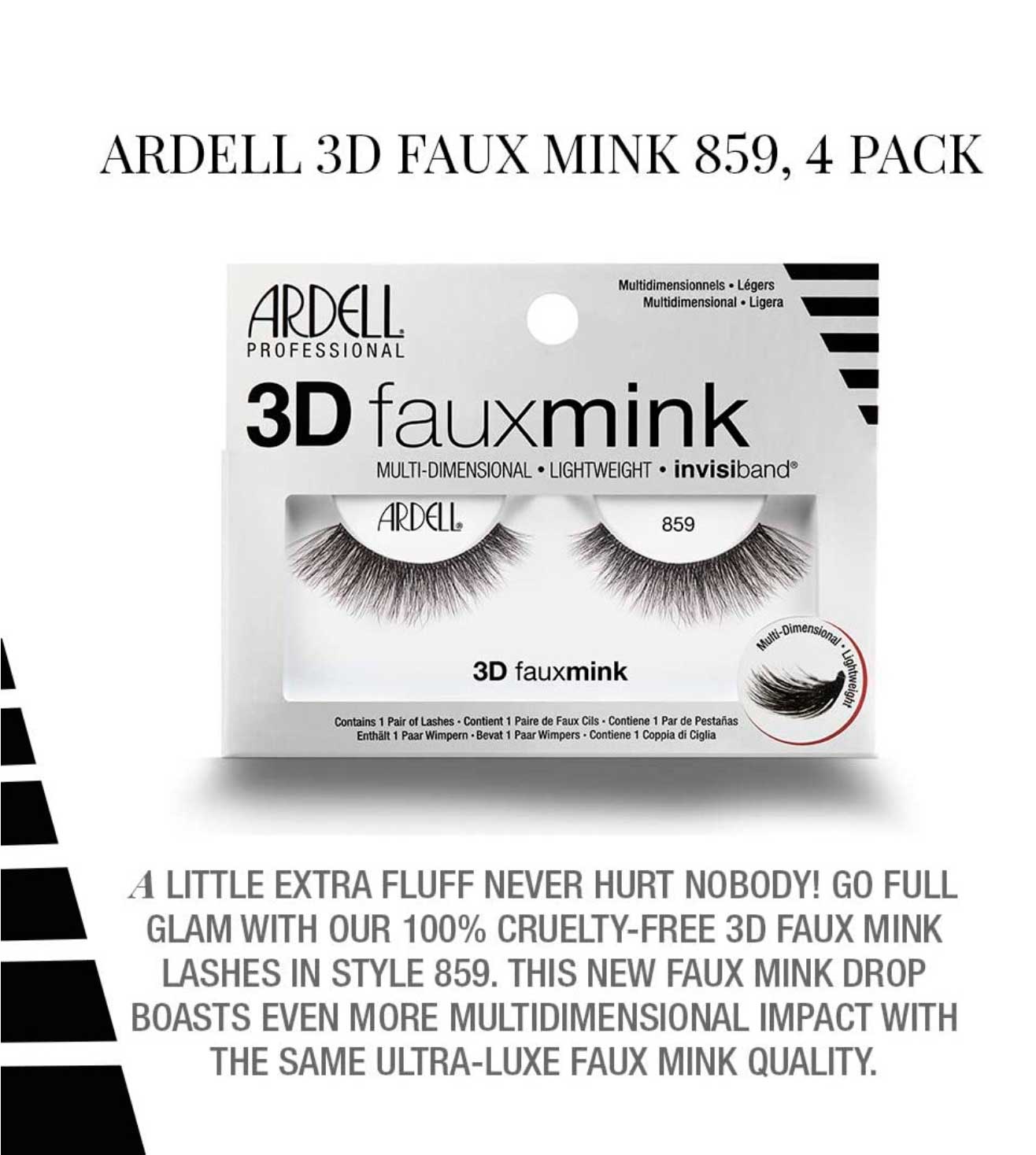 3D FAUX MINK 859 BLACK FALSE EYELASHES - 70482