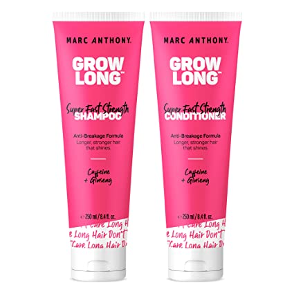 Marc Anthony Strengthening Grow Long Super Fast Strength Shampoo 8.4 Ounce Tube, Sulfate Free, Caffeine and Ginseng Infused Shampoo + Conditioner (Combo Pack)