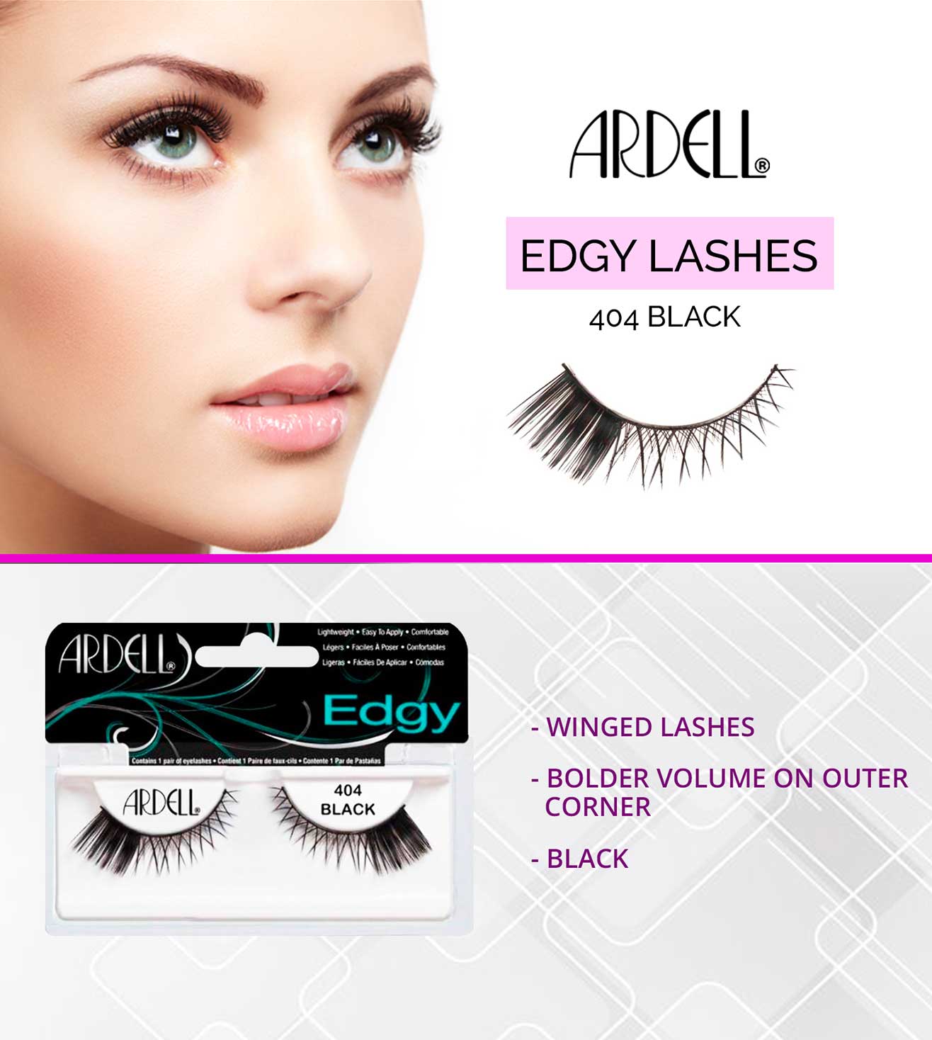 EDGY LASHES-404 BLACK FALSE EYELASHES -61824